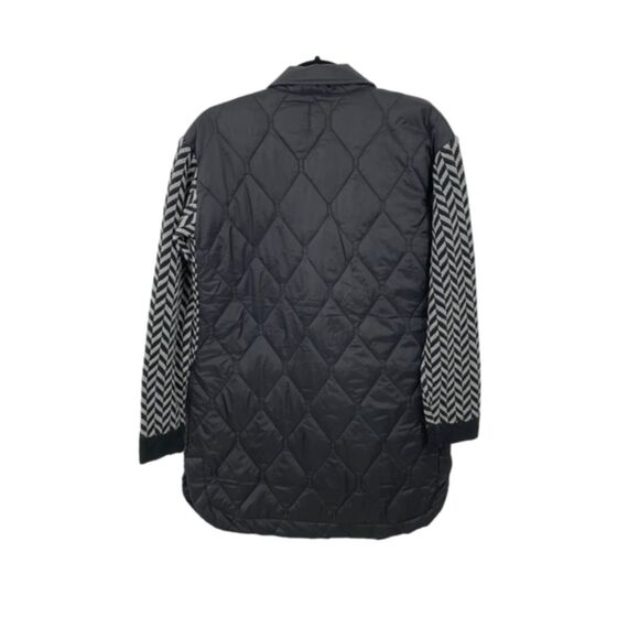 NWT Nic+Zoe Quilted Mix Media Coat Size SMALL Knit Black Patch Pocket - Picture 5 of 13